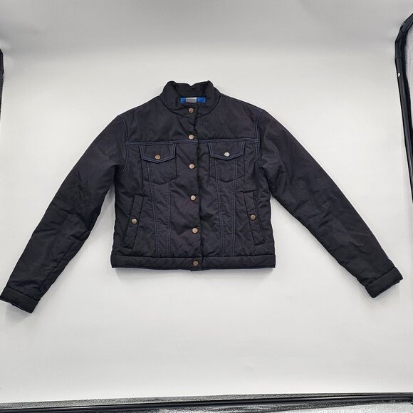 Vintage Nike Cropped Button Trucker Puffer Jacket gray tag Girls Size 8-10 - Picture 3 of 4